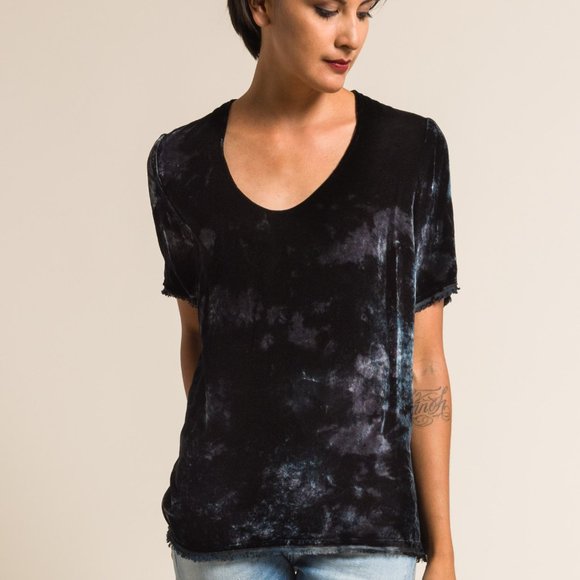 Raquel Allegra Tops - RAQUEL ALLEGRA VELVET TSHIRT TOP SIZE 0  XS IN STORM